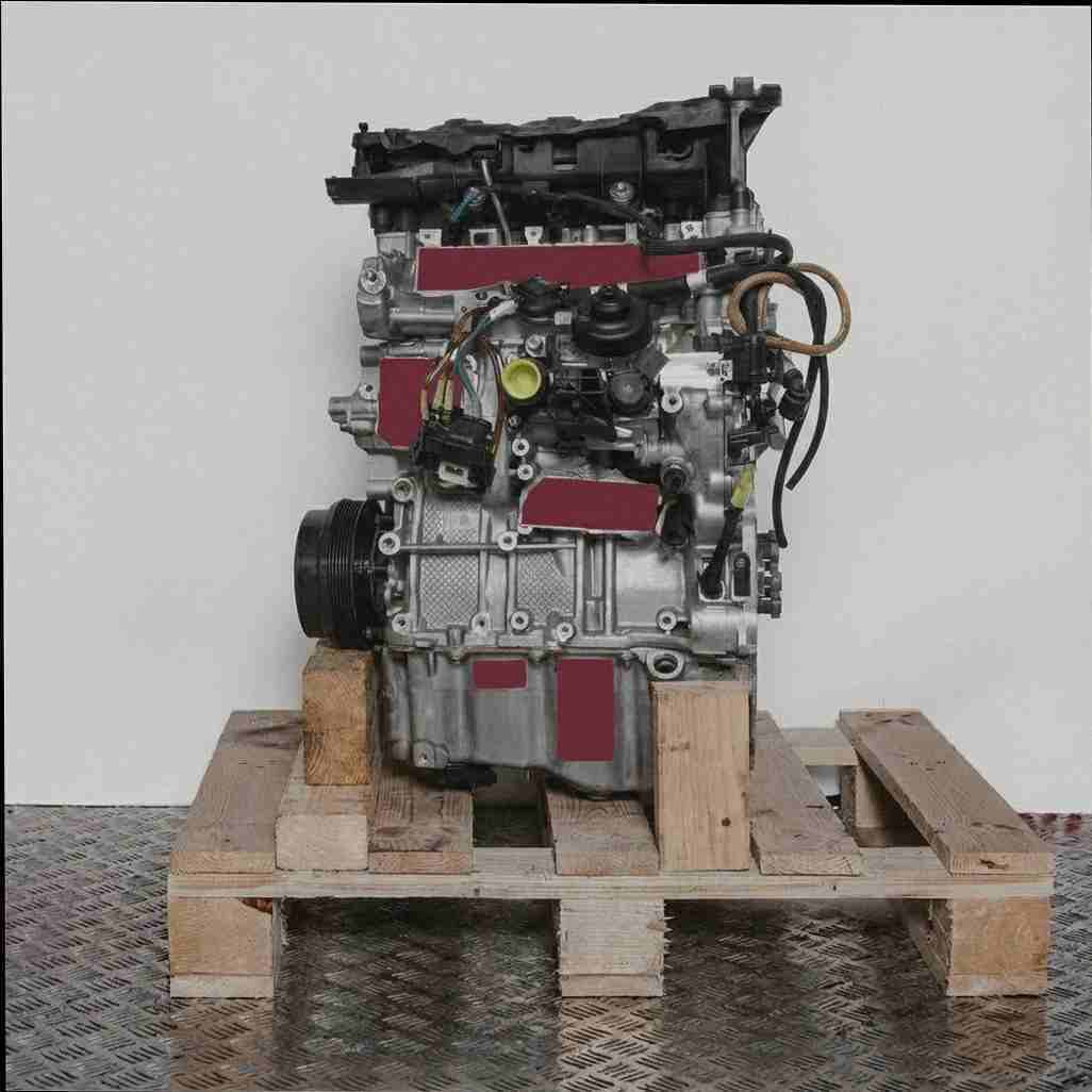 Moteur complet B37 C15 A sur palette en bois, fond blanc. Vue latérale du moteur avec tous ses composants et câbles.